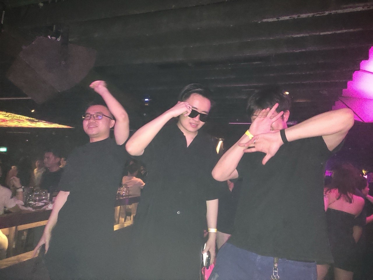 GildThief and his guild posing in shades at the club